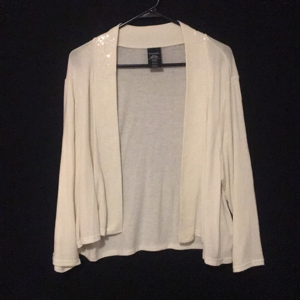 George 3X White Long Sleeve Cardigan
